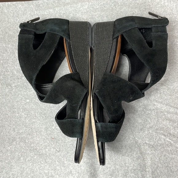New Donald Pliner Vela Black Suede Criss Cross Strappy Sandals Low Wedge Sz 7 - Picture 9 of 12